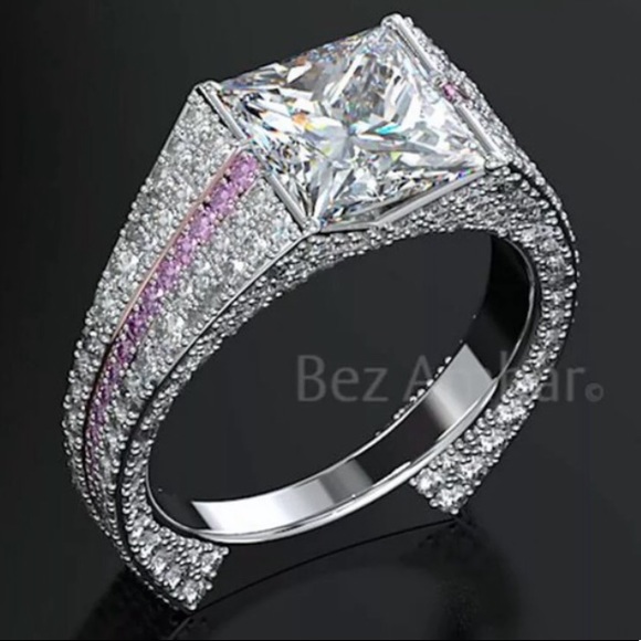 ☆New Women 925 Silver White Sapphire Wedding Ring - Picture 3 of 4
